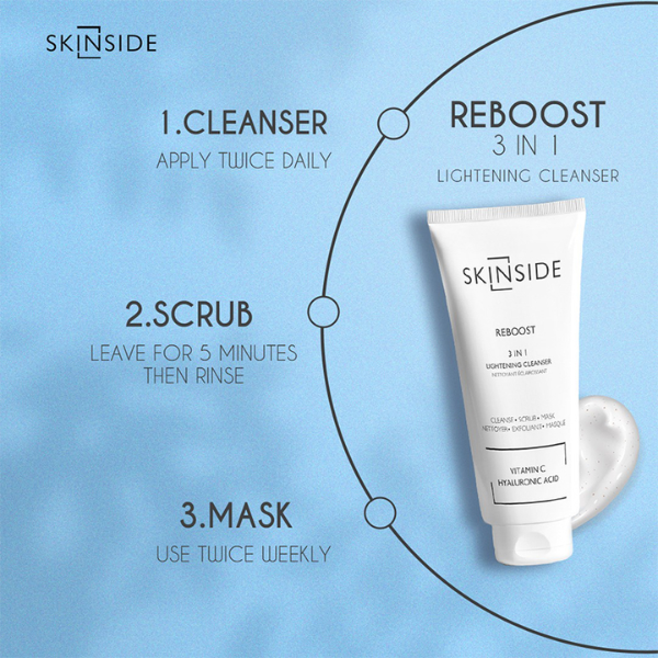 غسول تفتيح 3*1 Skin Side بفيتامين C وحمض الهيالورونيك | 150 مل - الصورة 3